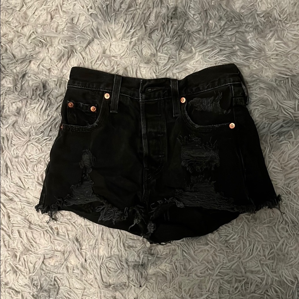 Levi 501 Black Denim Shorts